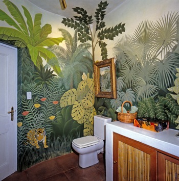Mural art can even add appeal to a bathroom.
