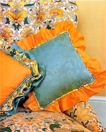 Piped Frilled Cushions orange