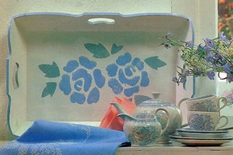 Easy 7 Steps Rose Stenciled Tray