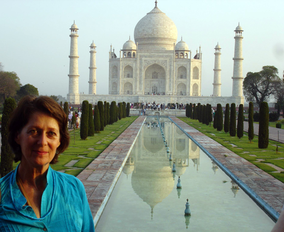 Mariota Percival at the Taj mahal doing architectural studies